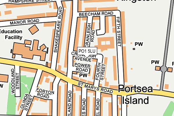 PO1 5LU map - OS OpenMap – Local (Ordnance Survey)