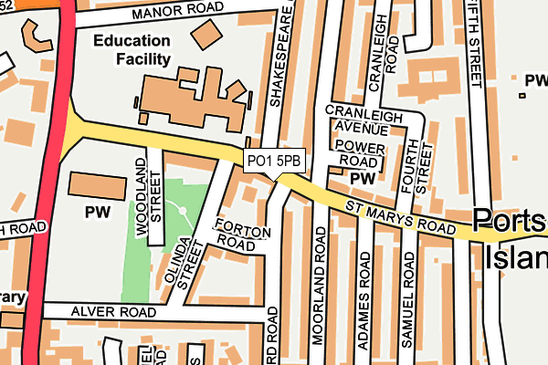 PO1 5PB map - OS OpenMap – Local (Ordnance Survey)