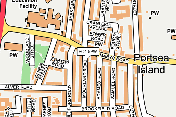 PO1 5PW map - OS OpenMap – Local (Ordnance Survey)