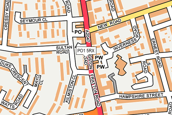 PO1 5RX map - OS OpenMap – Local (Ordnance Survey)