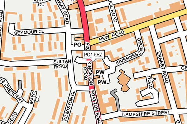 PO1 5RZ map - OS OpenMap – Local (Ordnance Survey)