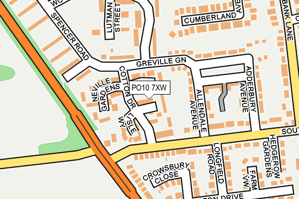 PO10 7XW map - OS OpenMap – Local (Ordnance Survey)