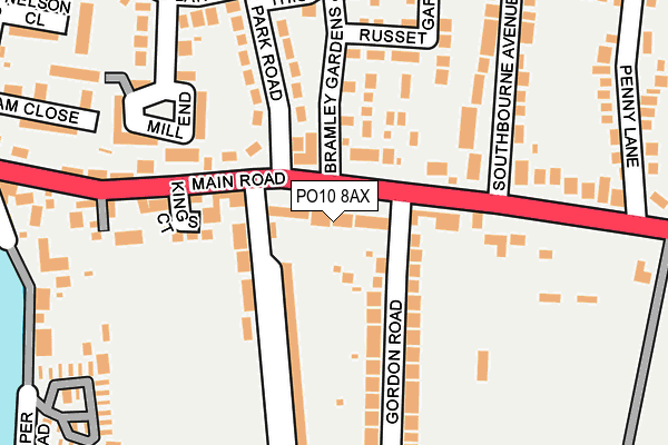 PO10 8AX map - OS OpenMap – Local (Ordnance Survey)