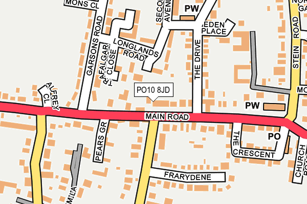 PO10 8JD map - OS OpenMap – Local (Ordnance Survey)