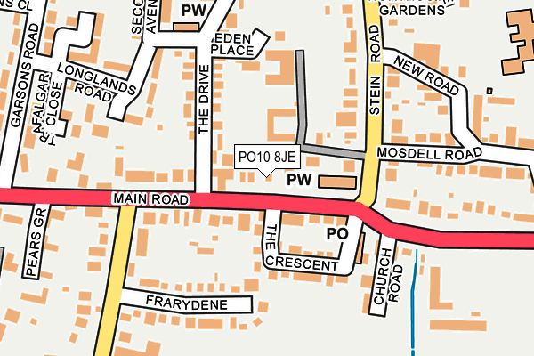 PO10 8JE map - OS OpenMap – Local (Ordnance Survey)
