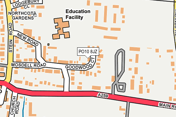 PO10 8JZ map - OS OpenMap – Local (Ordnance Survey)