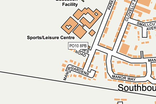 PO10 8PB map - OS OpenMap – Local (Ordnance Survey)