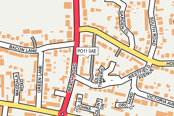 PO11 0AE map - OS OpenMap – Local (Ordnance Survey)