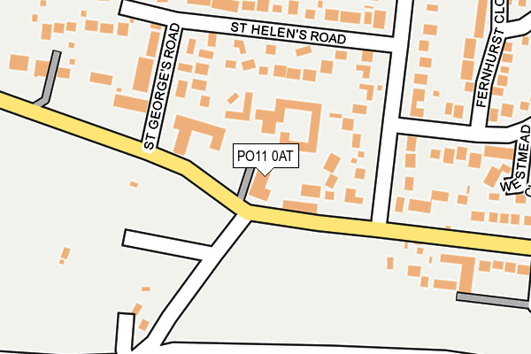 PO11 0AT map - OS OpenMap – Local (Ordnance Survey)