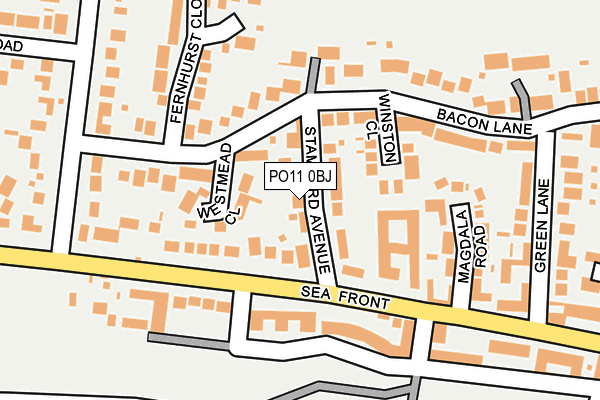 PO11 0BJ map - OS OpenMap – Local (Ordnance Survey)