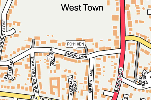 PO11 0DN map - OS OpenMap – Local (Ordnance Survey)