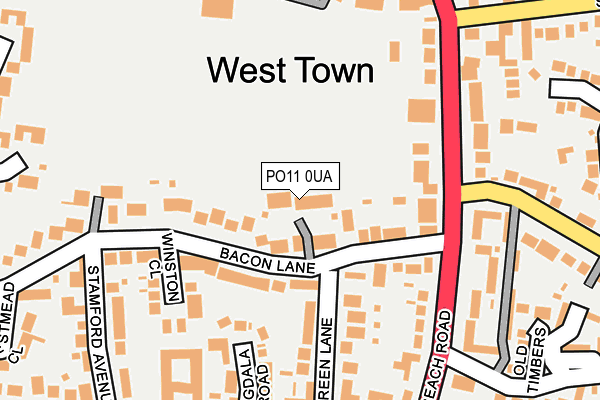 PO11 0UA map - OS OpenMap – Local (Ordnance Survey)