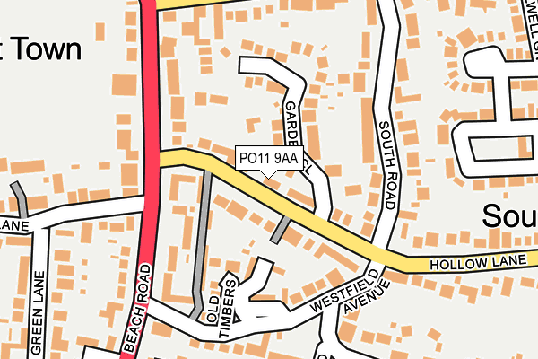 PO11 9AA map - OS OpenMap – Local (Ordnance Survey)