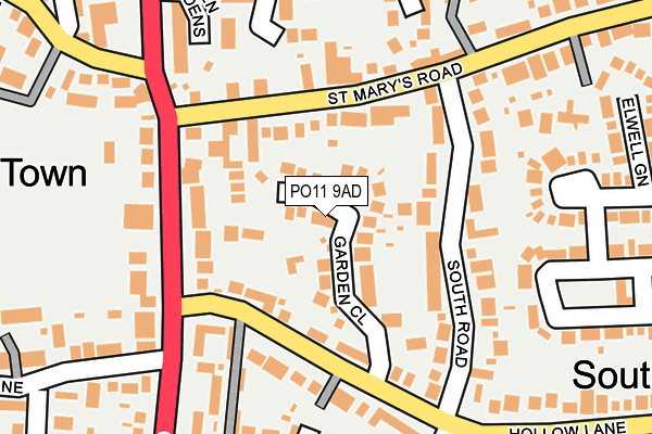 PO11 9AD map - OS OpenMap – Local (Ordnance Survey)