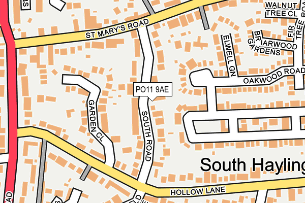 PO11 9AE map - OS OpenMap – Local (Ordnance Survey)