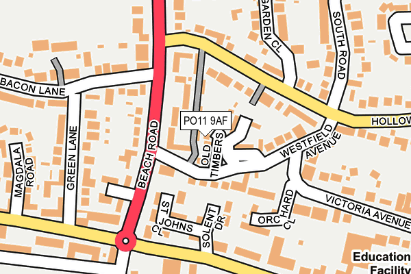 PO11 9AF map - OS OpenMap – Local (Ordnance Survey)