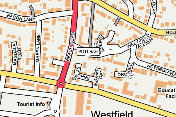 PO11 9AH map - OS OpenMap – Local (Ordnance Survey)