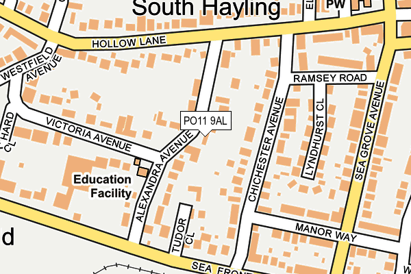 PO11 9AL map - OS OpenMap – Local (Ordnance Survey)