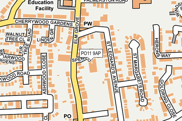 PO11 9AP map - OS OpenMap – Local (Ordnance Survey)