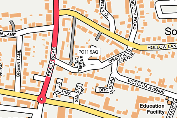 PO11 9AQ map - OS OpenMap – Local (Ordnance Survey)