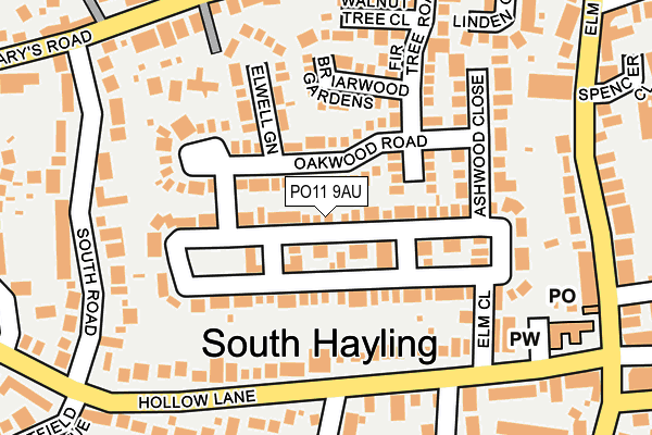 PO11 9AU map - OS OpenMap – Local (Ordnance Survey)