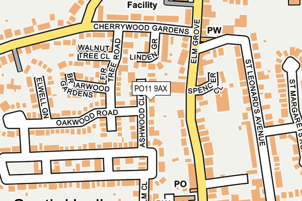 PO11 9AX map - OS OpenMap – Local (Ordnance Survey)