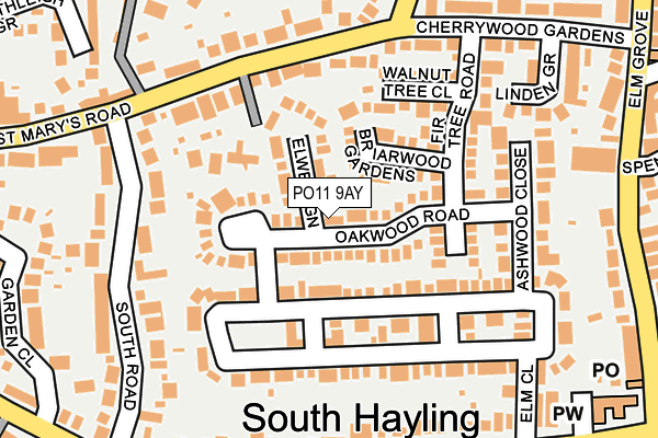 PO11 9AY map - OS OpenMap – Local (Ordnance Survey)