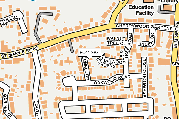 PO11 9AZ map - OS OpenMap – Local (Ordnance Survey)