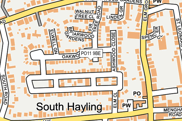 PO11 9BE map - OS OpenMap – Local (Ordnance Survey)