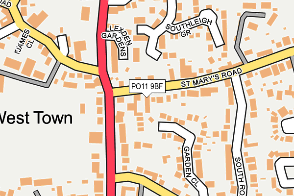 PO11 9BF map - OS OpenMap – Local (Ordnance Survey)