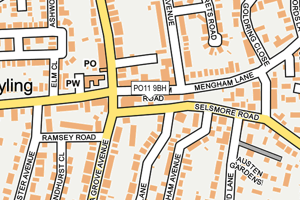 PO11 9BH map - OS OpenMap – Local (Ordnance Survey)