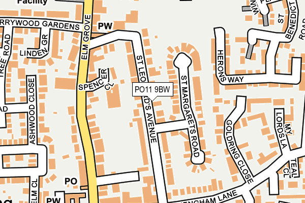 PO11 9BW map - OS OpenMap – Local (Ordnance Survey)