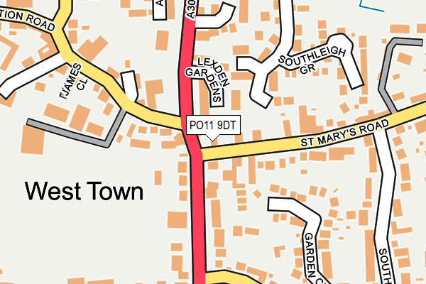 PO11 9DT map - OS OpenMap – Local (Ordnance Survey)