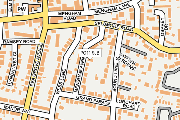 PO11 9JB map - OS OpenMap – Local (Ordnance Survey)