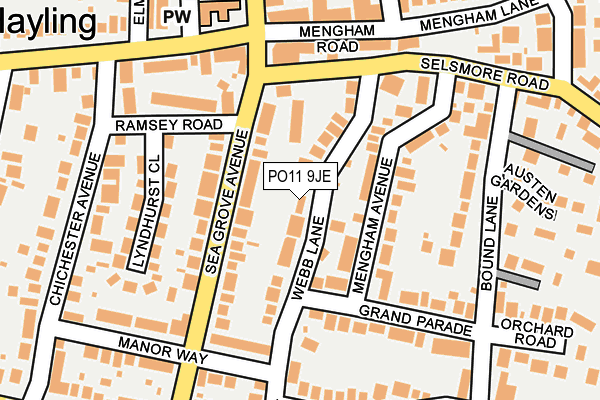 PO11 9JE map - OS OpenMap – Local (Ordnance Survey)
