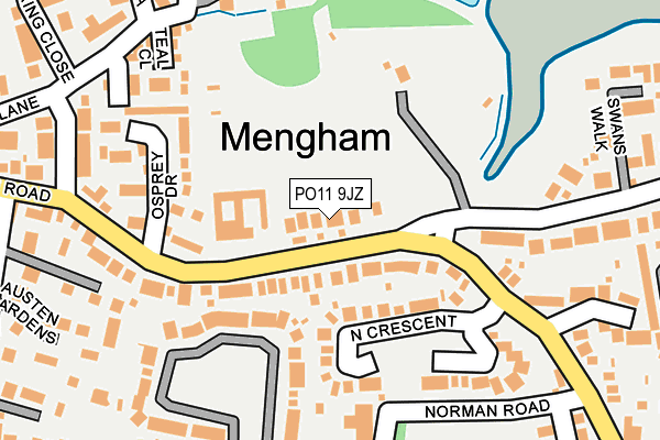 PO11 9JZ map - OS OpenMap – Local (Ordnance Survey)