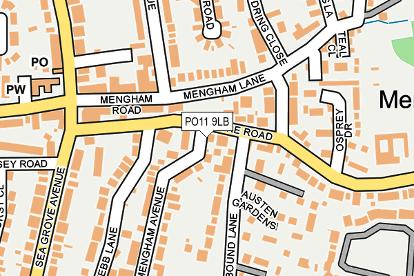 PO11 9LB map - OS OpenMap – Local (Ordnance Survey)