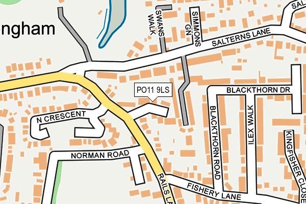 PO11 9LS map - OS OpenMap – Local (Ordnance Survey)