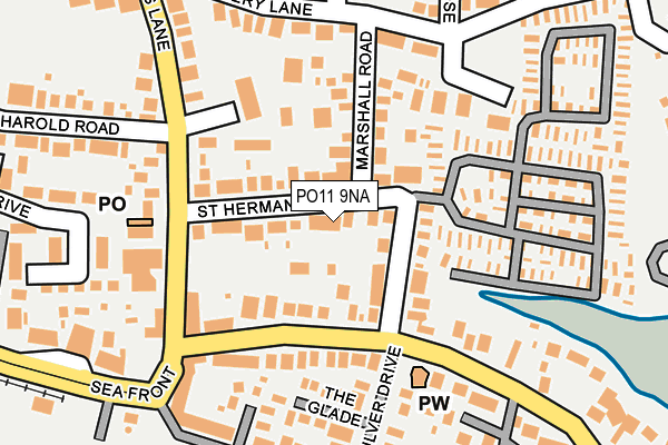PO11 9NA map - OS OpenMap – Local (Ordnance Survey)