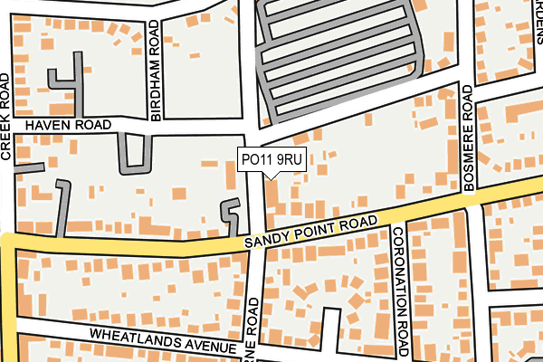 PO11 9RU map - OS OpenMap – Local (Ordnance Survey)