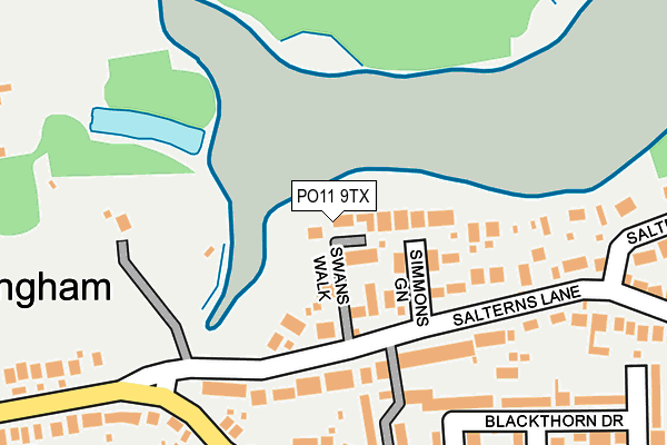 PO11 9TX map - OS OpenMap – Local (Ordnance Survey)