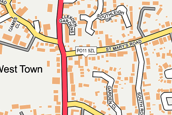 PO11 9ZL map - OS OpenMap – Local (Ordnance Survey)