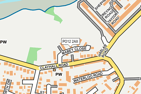 PO12 2AX map - OS OpenMap – Local (Ordnance Survey)