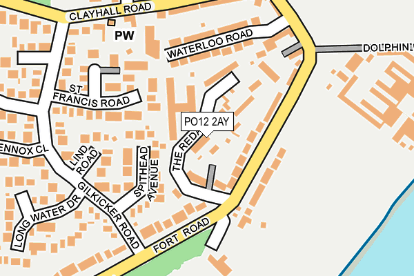 PO12 2AY map - OS OpenMap – Local (Ordnance Survey)