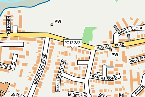 PO12 2AZ map - OS OpenMap – Local (Ordnance Survey)