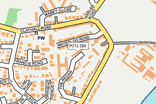 PO12 2BA map - OS OpenMap – Local (Ordnance Survey)