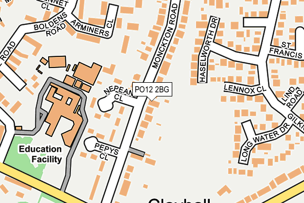 PO12 2BG map - OS OpenMap – Local (Ordnance Survey)