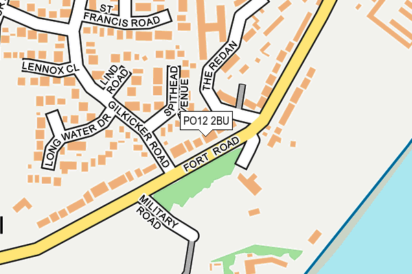 PO12 2BU map - OS OpenMap – Local (Ordnance Survey)