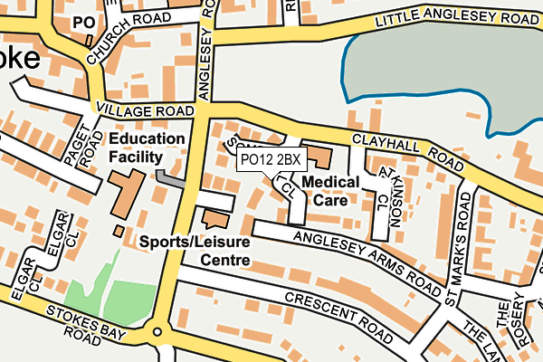 PO12 2BX map - OS OpenMap – Local (Ordnance Survey)