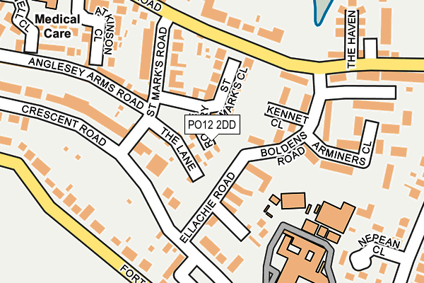 PO12 2DD map - OS OpenMap – Local (Ordnance Survey)
